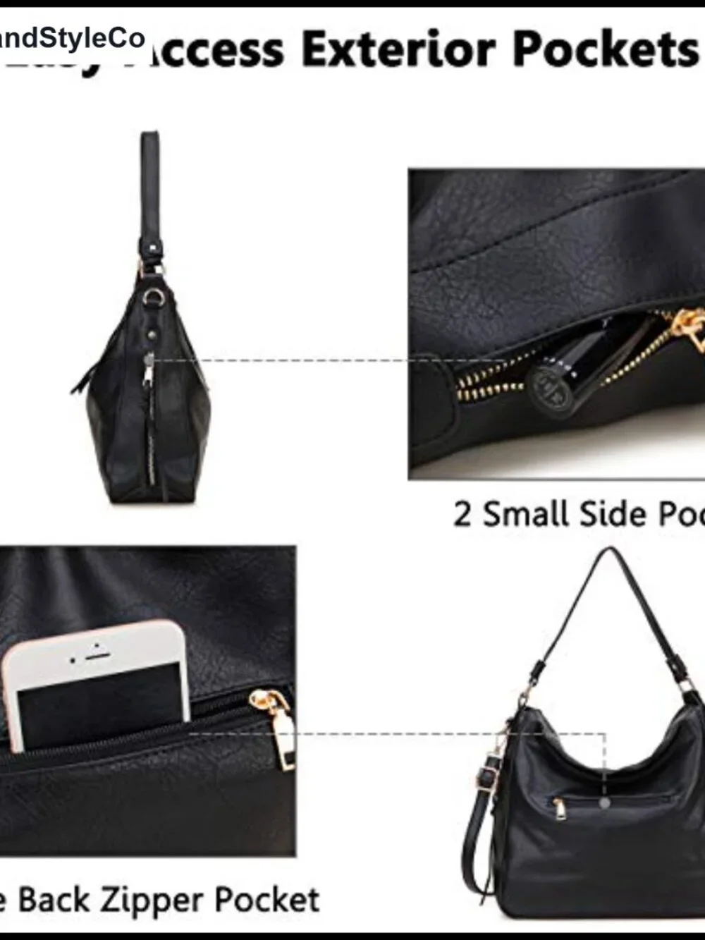 Faux Leather Hobo Shoulder Bag Fits 10.9